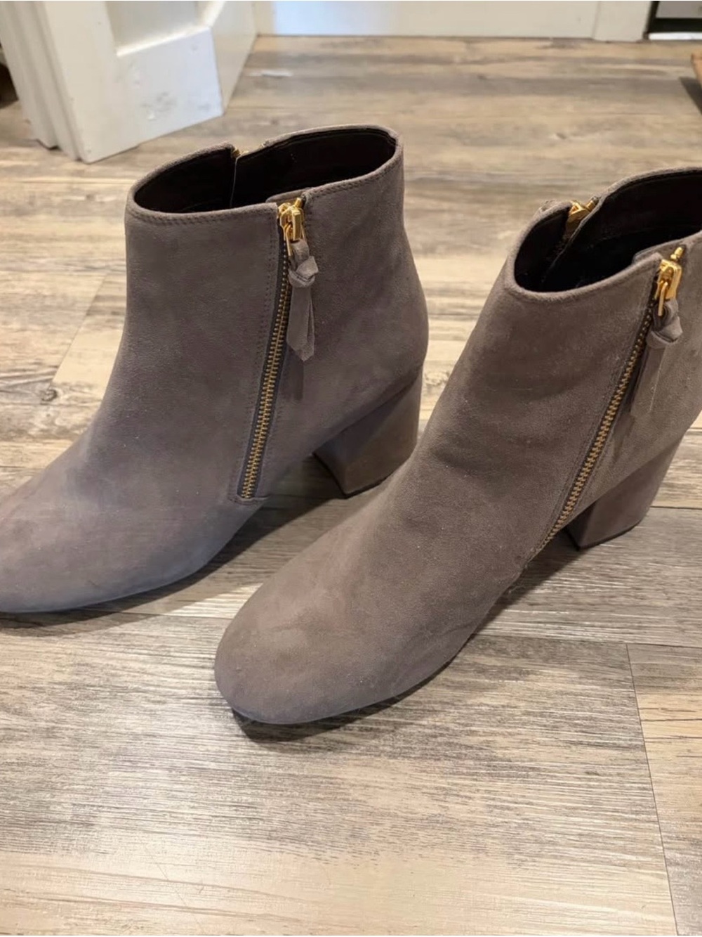 Toms Gray Suede Side-Zip Ankle Booties